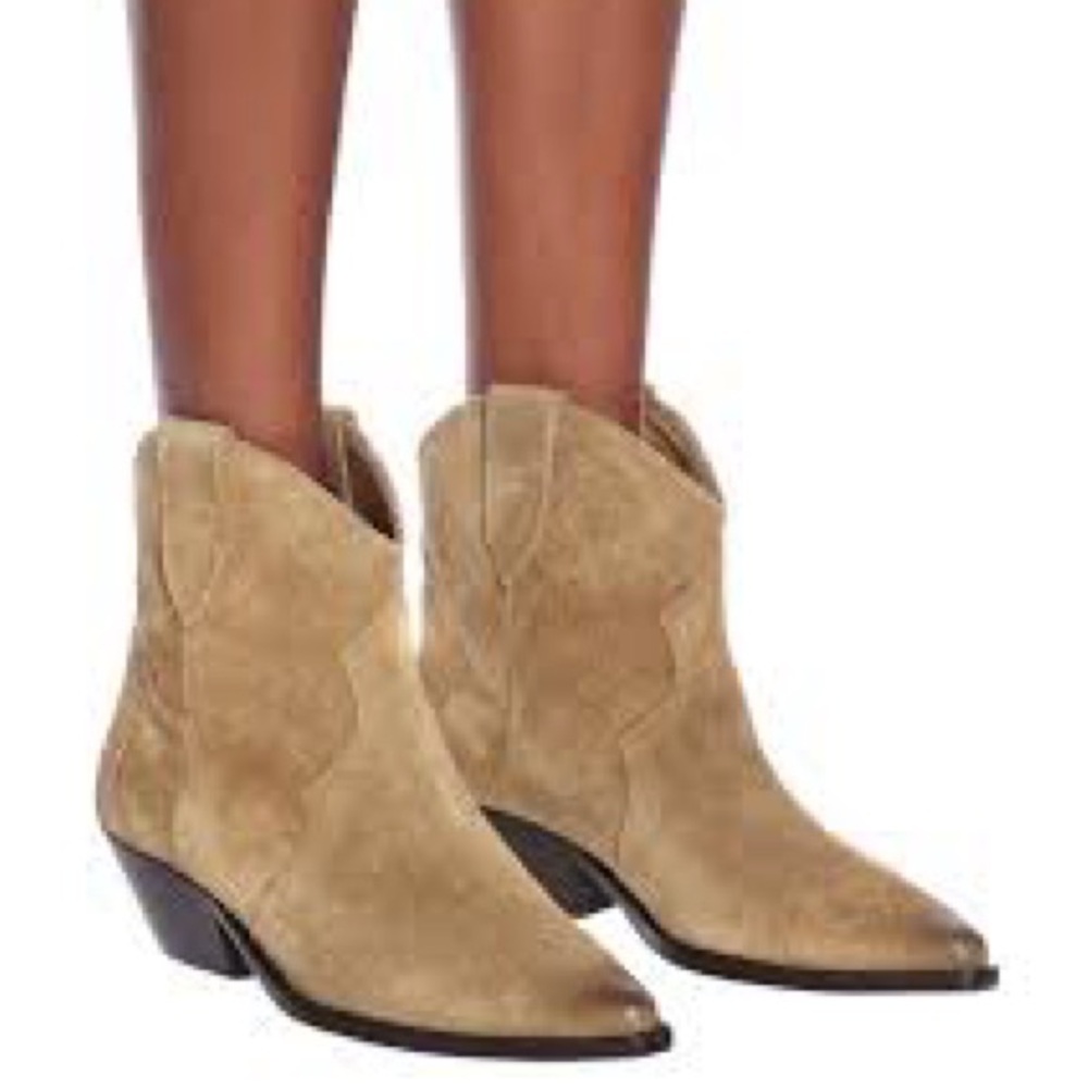 Isabel Marant Dewina Western Bohemian Suede Calfskin Leather Cowboy Boots